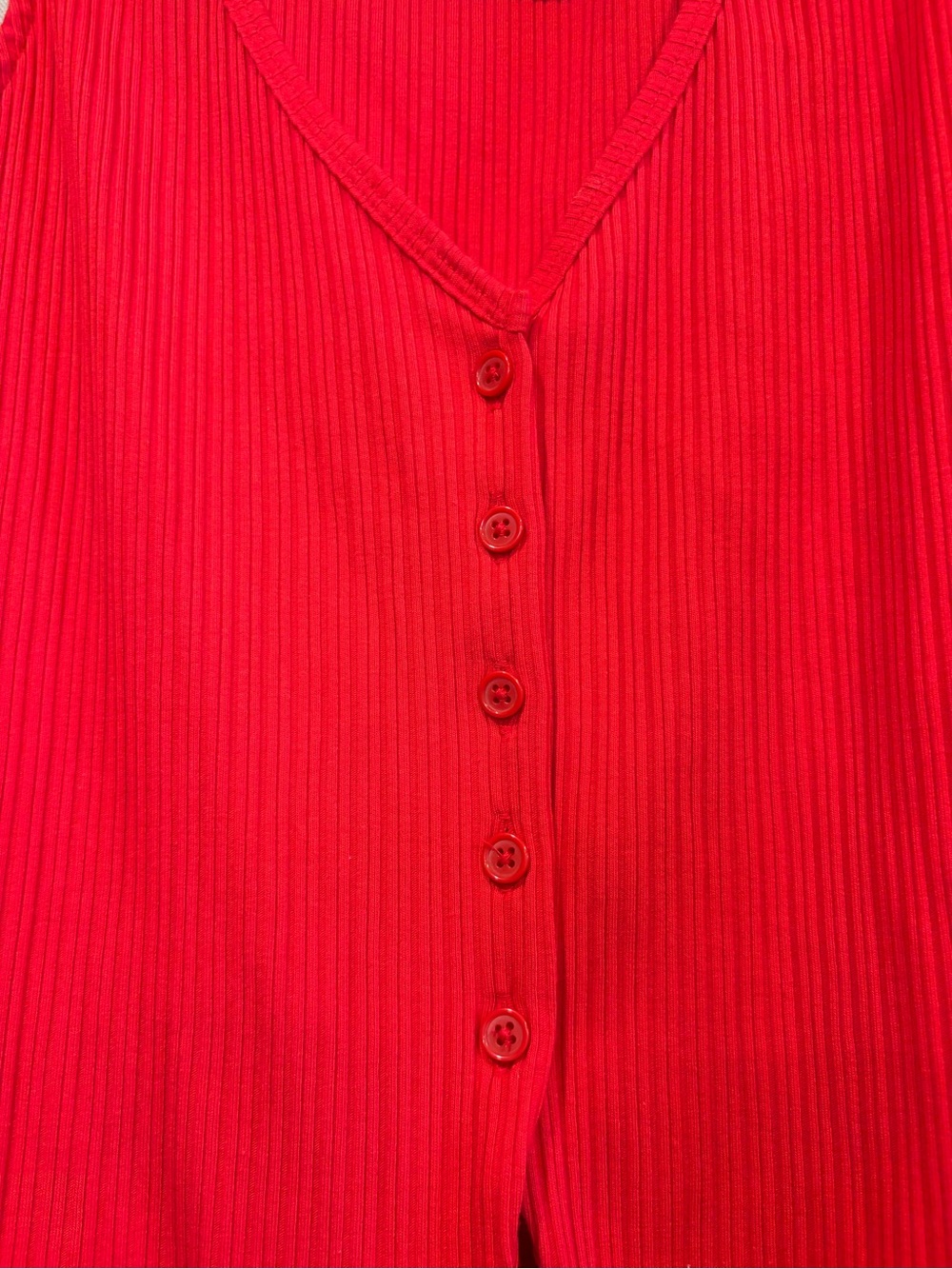 a new day Bright Red Ribbed Button-Front Tank - Picture 2 of 5